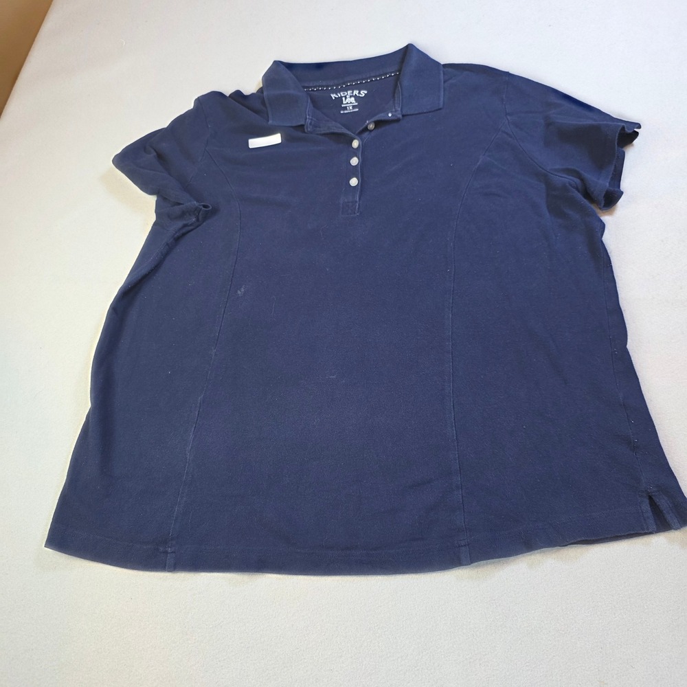 Riders by Lee Womens 1X Navy Blue Short Sleeve Pique Polo Shirt RN130273